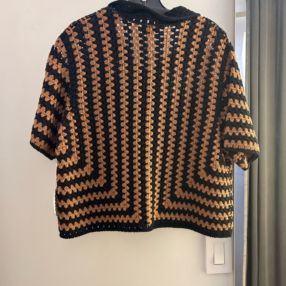 Staud Mabel Top Black & Tan Seashore Stripe - Picture 2 of 5